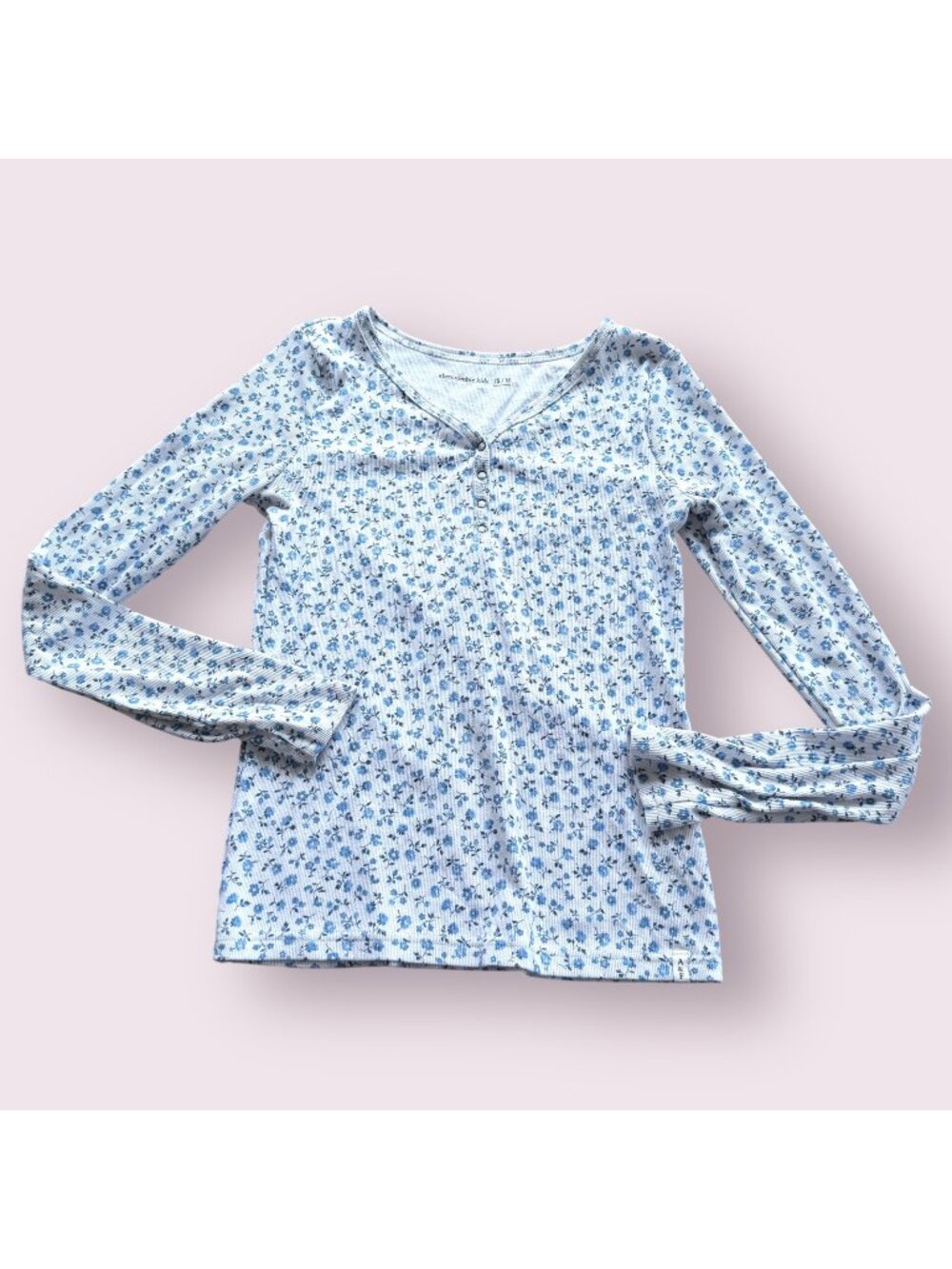AbercrombiAbercrombie Kids Floral Ribbed Henley Long Sleeve Top Girls Size 15/16